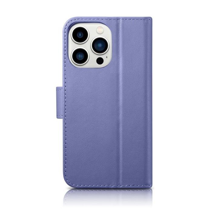 ICARER - iCarer iPhone 14 Pro Plånboksfodral 2in1 Äkta Läder - Ljuslila