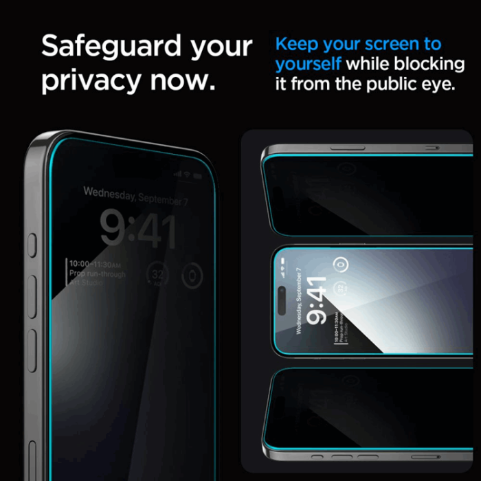 Spigen - [2-Pack] Spigen iPhone 15 Plus/16 Plus Härdat Glas Skärmskydd Privacy