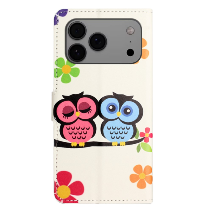 A-One Brand - iPhone 17 Pro Plånboksfodral Pattern Print Läder - Par ugglor