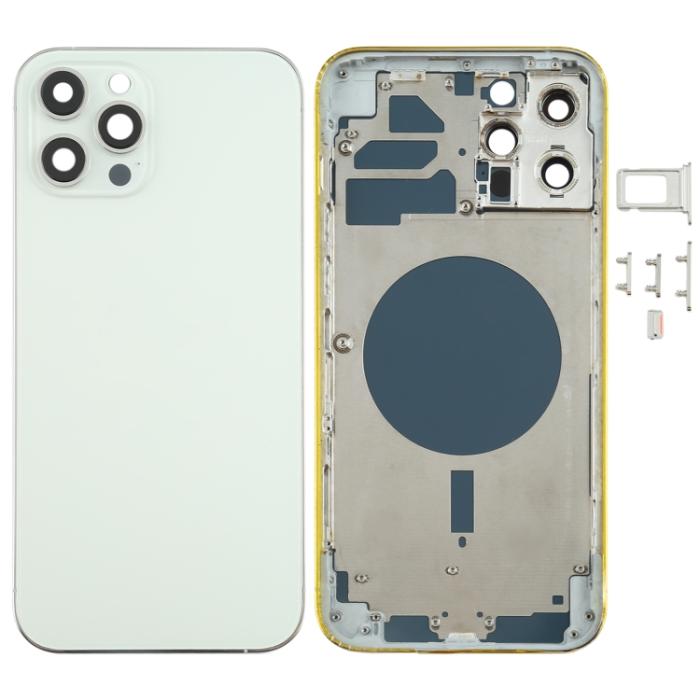 UTGATT1 - iPhone 12 Pro Max Komplett Baksida i Glas med Ram - Vit