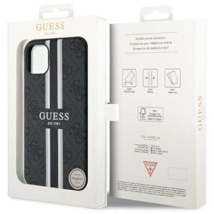 Guess - Guess iPhone 11/XR Mobilskal MagSafe Printed Stripes - Svart