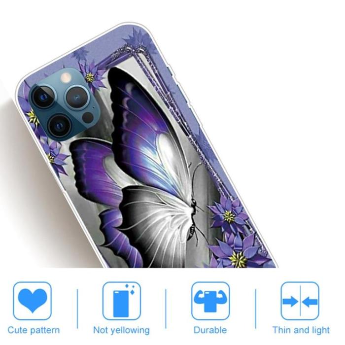 SpareParts - iPhone 14 Pro Max Skal TPU - Lila fjäril