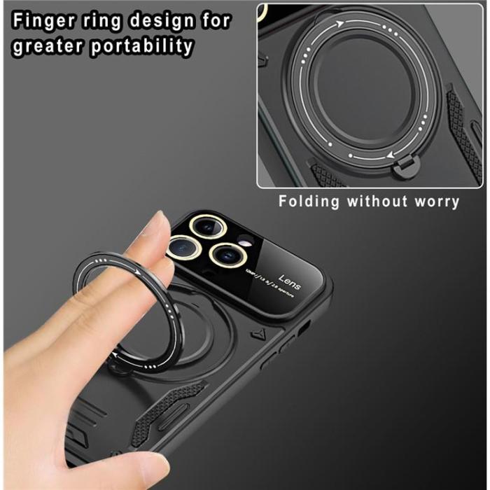 OEM - iPhone 15 Mobilskal Magsafe Ringhållare Kickstand - Svart