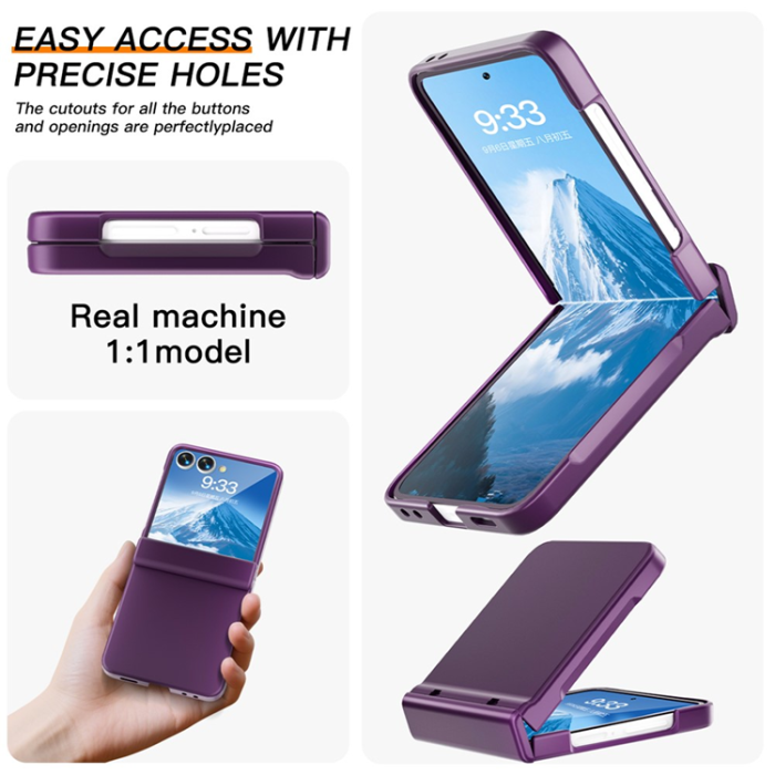A-One Brand - Galaxy Z Flip7 Mobilskal Hinge Protection Kickstand - Mörklila