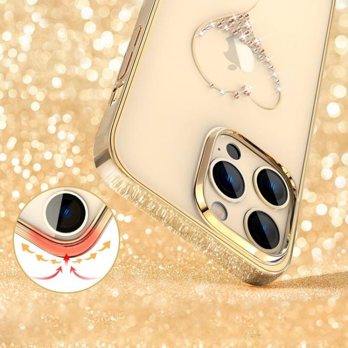 Kingxbar - Kingxbar iPhone 14 Plus Skal Wish - Guld Crystals
