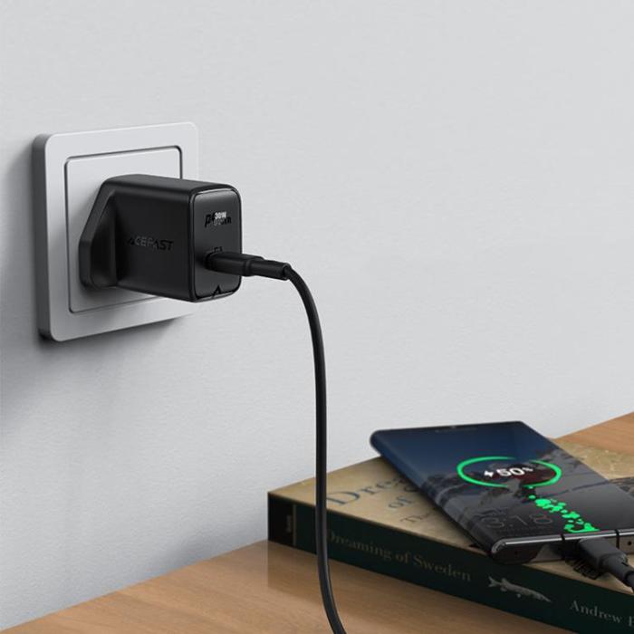Acefast - Acefast GaN Väggladdare USB-C 30W - Svart