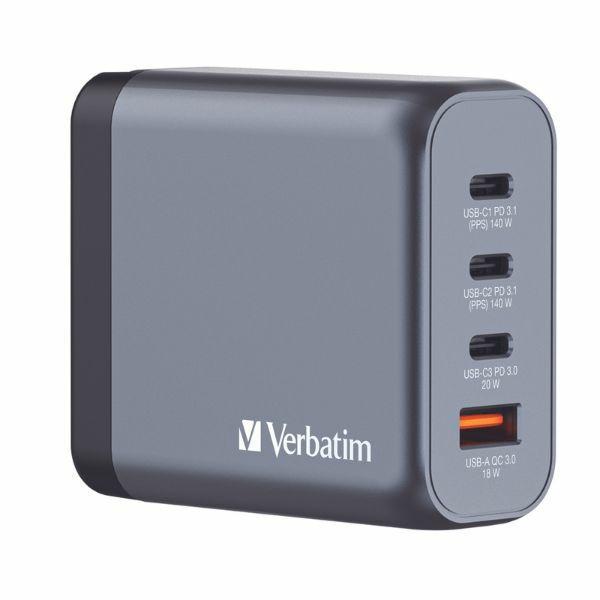 Verbatim Snabbladdare 140W GaN 3xUSB-C USB-A EU/UK/US - Svart | 505295 | AlltMobil