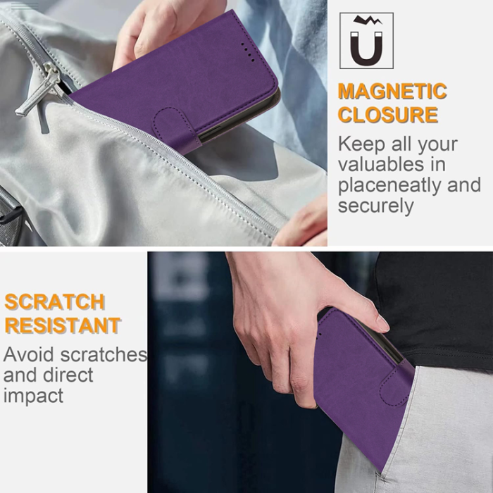 A-One Brand - Galaxy S26 Pro Plånboksfodral Solid Color Läder - Mörklila