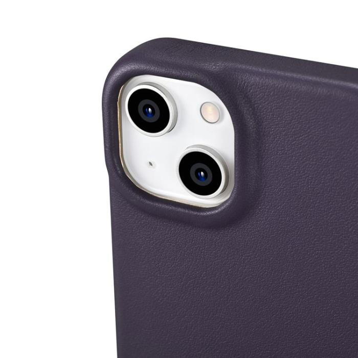 ICARER - iCarer iPhone 14 Plus Plånboksfodral Magsafe CE Läder - Morklila