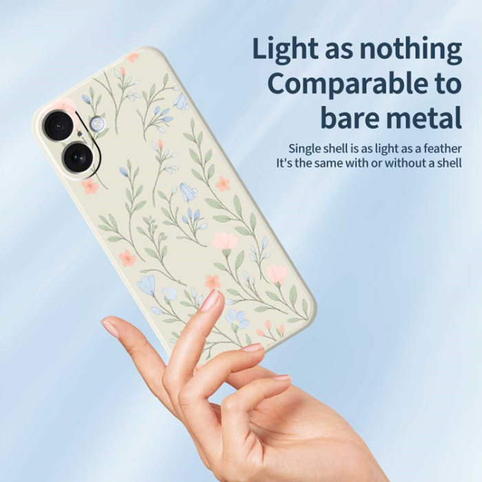 A-One Brand - iPhone 17 Mobilskal Pink Blue Flowers Pattern TPU - Grön