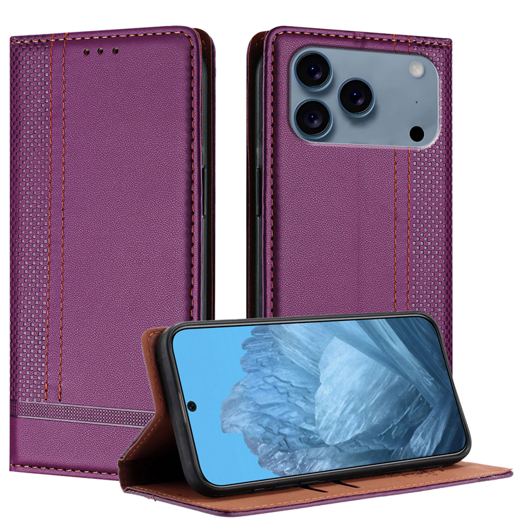 iPhone 17 Pro Max Plånboksfodral L Shaped Grid Pattern - Lila | 2353 | AlltMobil