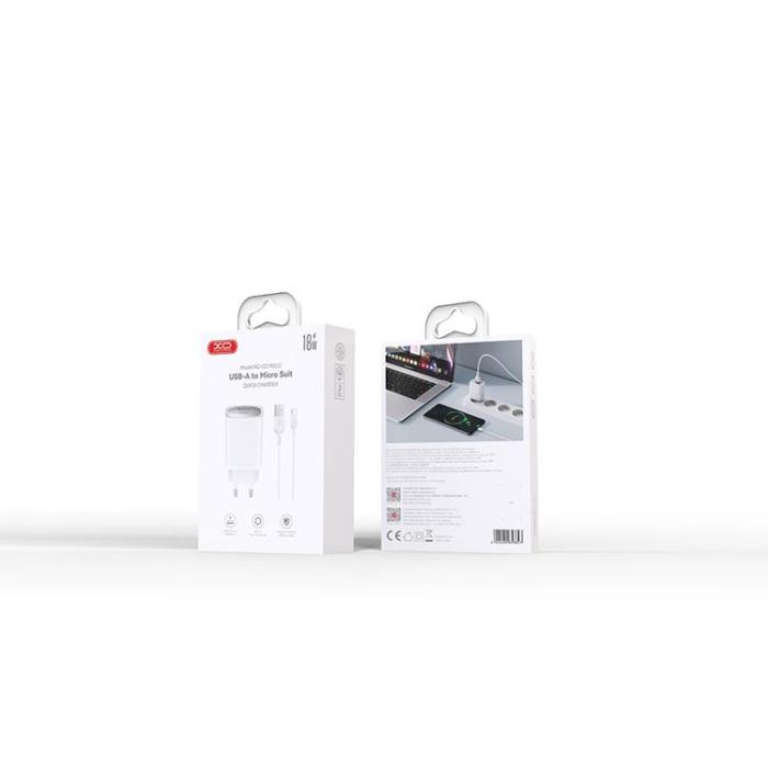 XO - XO Väggladdare 18W USB med MicroUSB CE19 QC - Vit