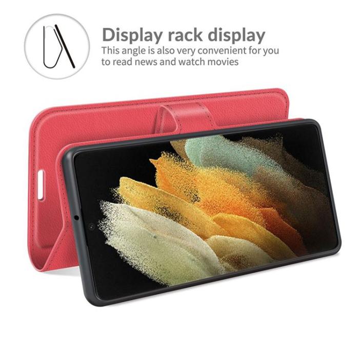 OEM - Litchi Magnetic Fodral Galaxy S22 Ultra 5G - Röd