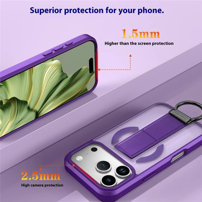 A-One Brand - iPhone 17 Pro Max Mobilskal Magsafe D-Ring Kickstand - Lila
