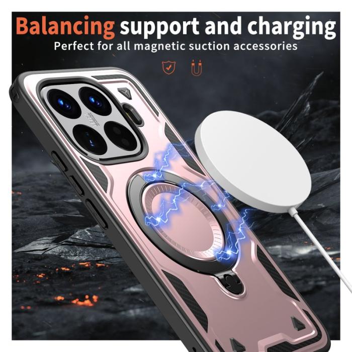 N/A - Mobilskal till Xiaomi 15T Pro Militärskydd Plast Kickstand - Roséguld