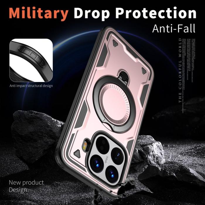 N/A - Mobilskal till Xiaomi 15T Pro Militärskydd Plast Kickstand - Roséguld
