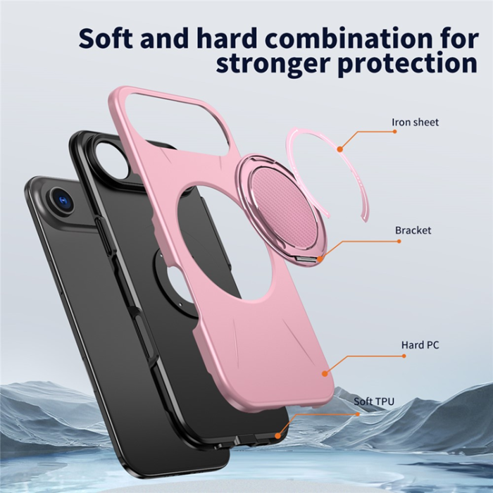 A-One Brand - iPhone Air Mobilskal MagSafe Rotating Kickstand - Rosa