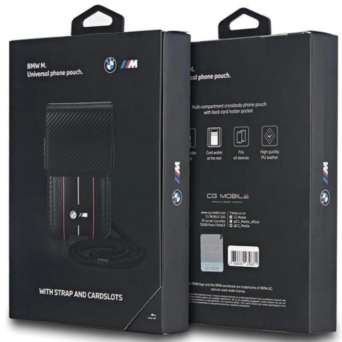 BMW - BMW Halsbandsfodral Carbon & Röd Stripe - Svart