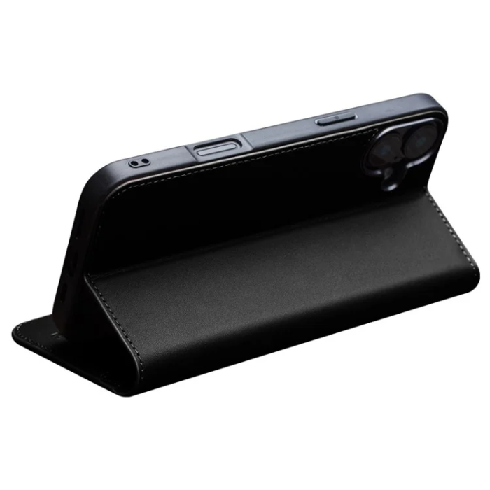 QIALINO - Qialino iPhone 16 Plus Plånboksfodral Äkta läder - Svart