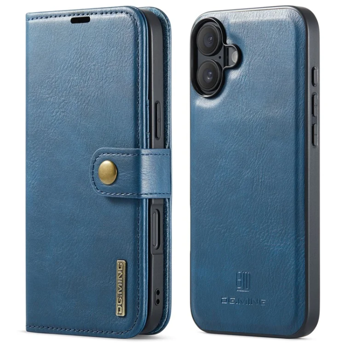 DG.MING - DG.MING iPhone 16 Plånboksfodral Split Läder - Blå