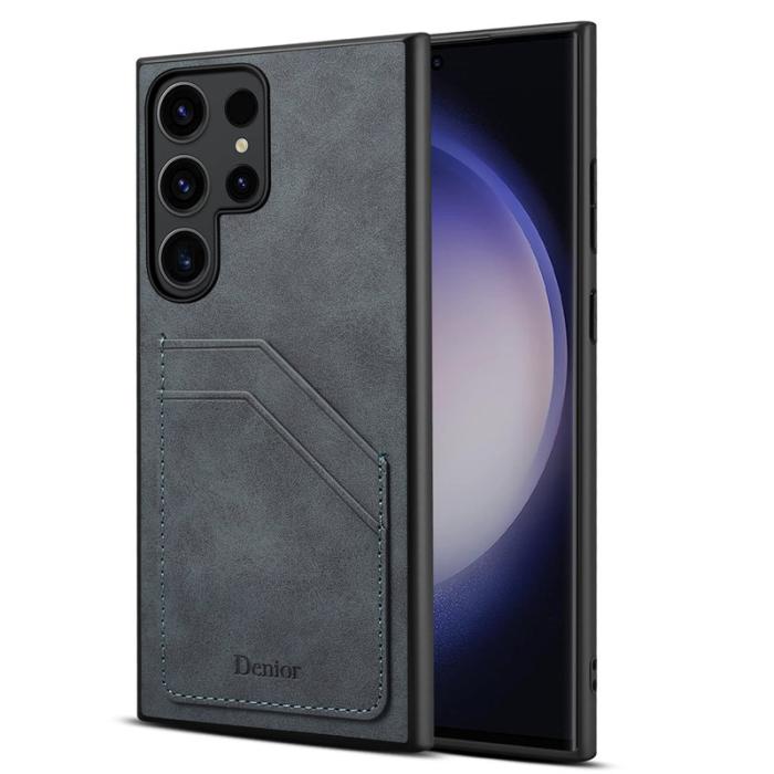 DENIOR - DENIOR Samsung Galaxy S23 Ultra Fodral KonstLäder Grå