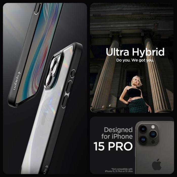 Spigen - Spigen iPhone 15 Pro Max Mobilskal Ultra Hybrid - Matte Svart