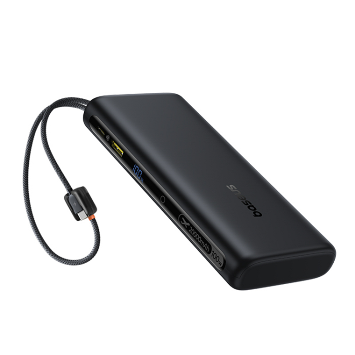 BASEUS - Baseus Powerbank 20000mAh Dual USB-C Kable 100W - Svart