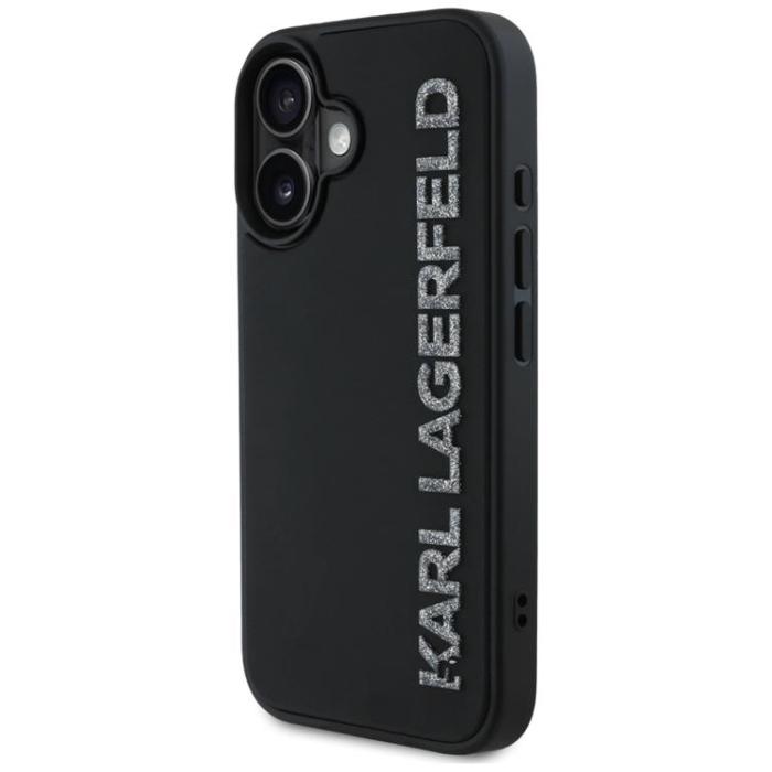 KARL LAGERFELD - Karl Lagerfeld iPhone 16 Mobilskal 3D Rubber Elongated Glitter - Svart