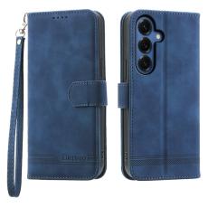 DIERFENG - DIERFENG Pl&aring;nboksfodral f&ouml;r Samsung Galaxy S26 Konstl&auml;der med handledsrem - Bl&aring;