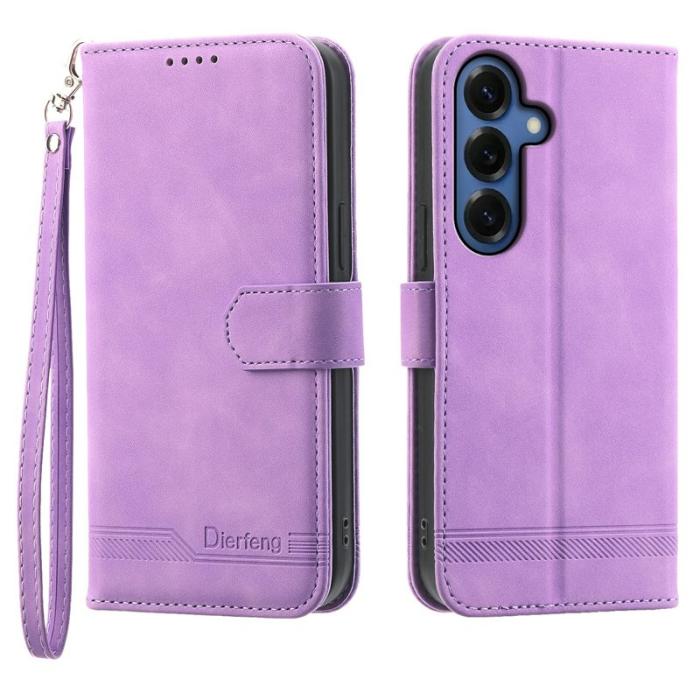 DIERFENG - DIERFENG Plånboksfodral för Samsung Galaxy S26 Konstläder med handledsrem - Lila