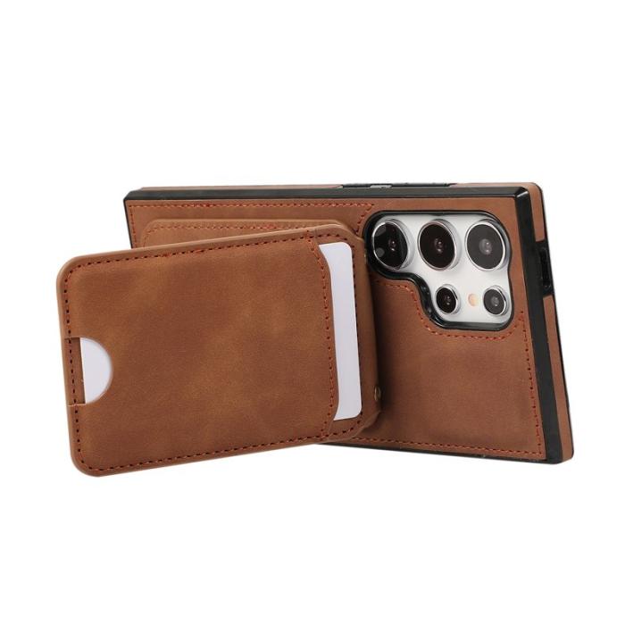 OEM - Mobilfodral för Samsung Galaxy S26 Ultra Kickstand Kortfack - Brun