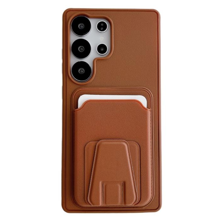 OEM - Mobilfodral för Samsung Galaxy S26 Ultra Kickstand Kortfack - Brun