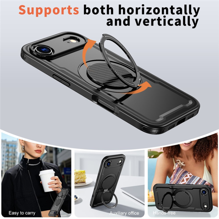 A-One Brand - iPhone 17 Air Mobilskal MagSafe TPU+PC Kickstand - Svart