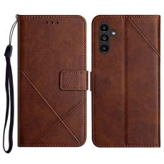 OEM - Pl&aring;nboksfodral f&ouml;r Samsung Galaxy S26 Konstl&auml;der med handledsrem - Brun
