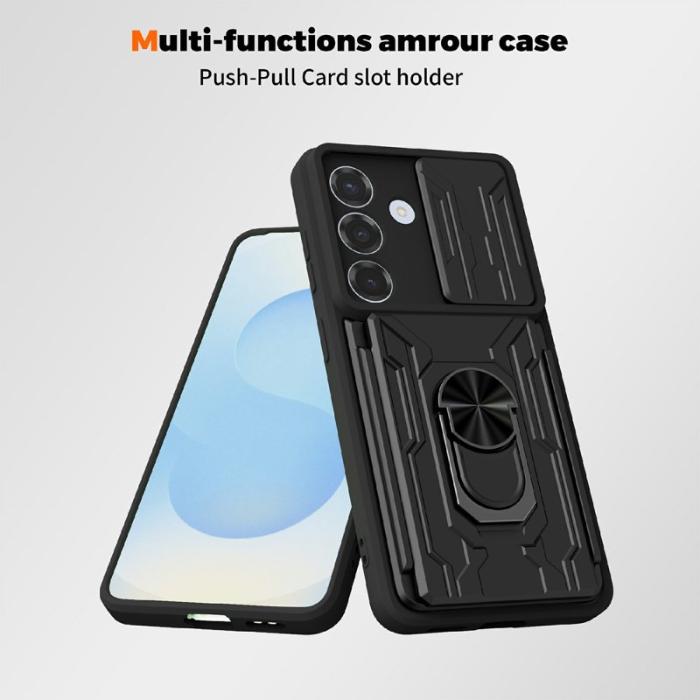 OEM - Mobilskal för Samsung Galaxy S26 Plus PC + TPU Kickstand - Svart