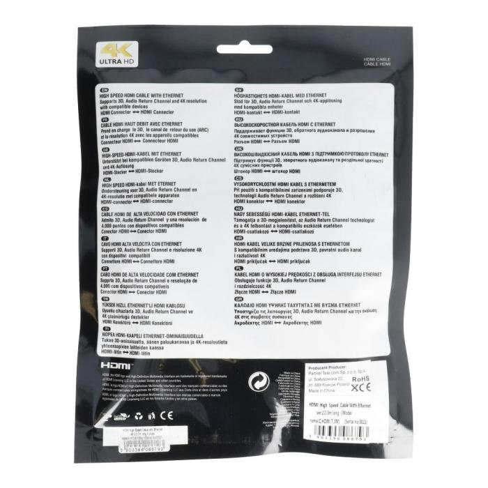 OEM - HDMI kabel med hög hastighet och Ethernet ver. 2.0. 3m