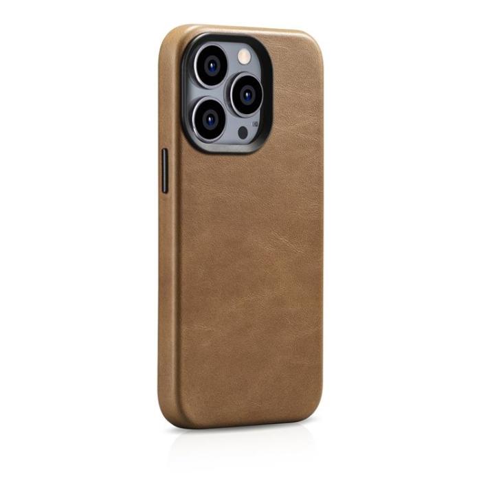 ICARER - iCarer iPhone 14 Pro Max Skal Magsafe Äkta Läder Oil Wax - Khaki