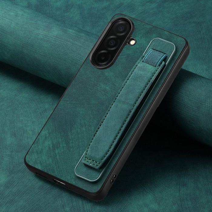 OEM - Mobilskal för Samsung Galaxy S26 Kickstand Konstläder + TPU - Grön