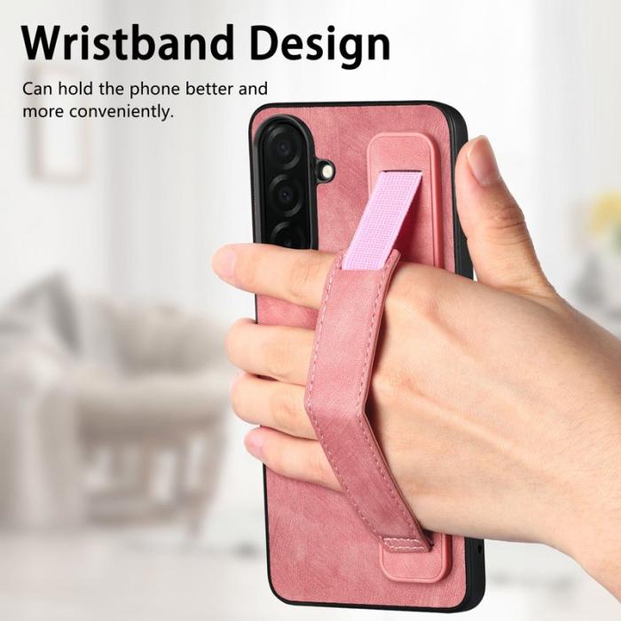 OEM - Mobilskal för Samsung Galaxy S26 Kickstand Konstläder + TPU - Rosa
