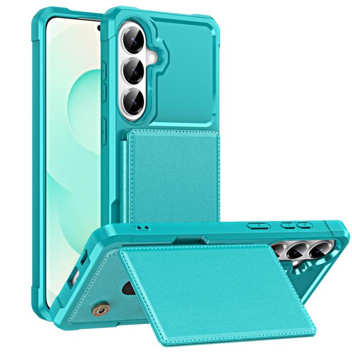 OEM - Mobilskal för Samsung Galaxy S26 Kickstand Kortfack Konstläder + TPU - Grön