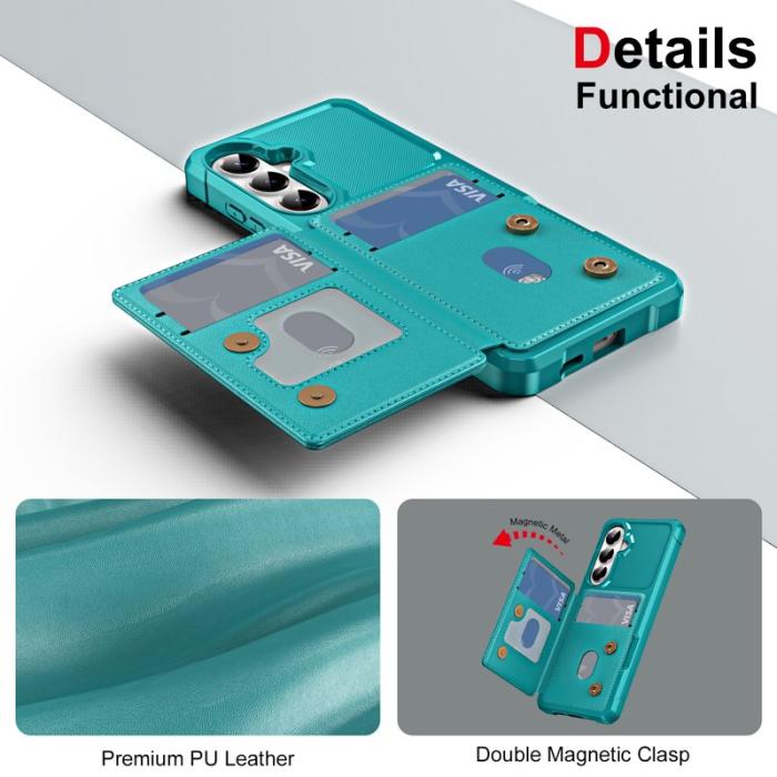 OEM - Mobilskal för Samsung Galaxy S26 Kickstand Kortfack Konstläder + TPU - Grön