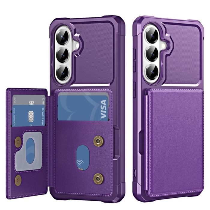 OEM - Mobilskal för Samsung Galaxy S26 Kickstand Kortfack Konstläder + TPU - Lila