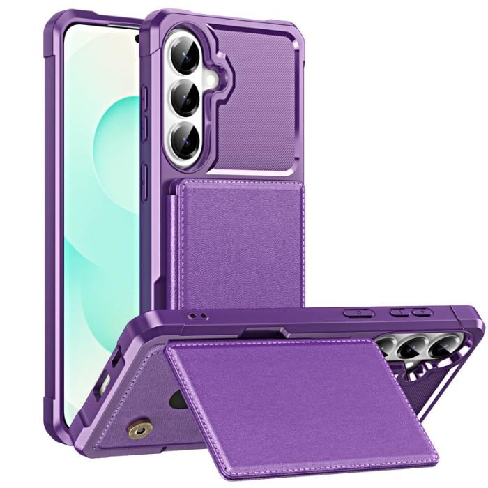OEM - Mobilskal för Samsung Galaxy S26 Kickstand Kortfack Konstläder + TPU - Lila