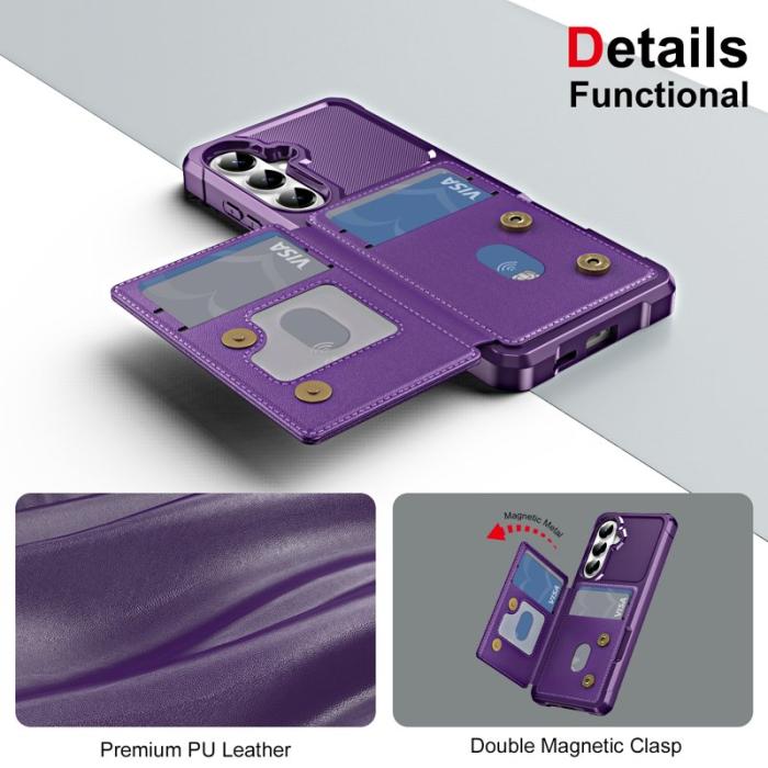 OEM - Mobilskal för Samsung Galaxy S26 Kickstand Kortfack Konstläder + TPU - Lila