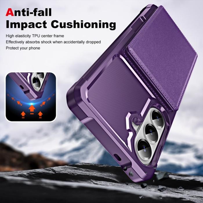 OEM - Mobilskal för Samsung Galaxy S26 Kickstand Kortfack Konstläder + TPU - Lila