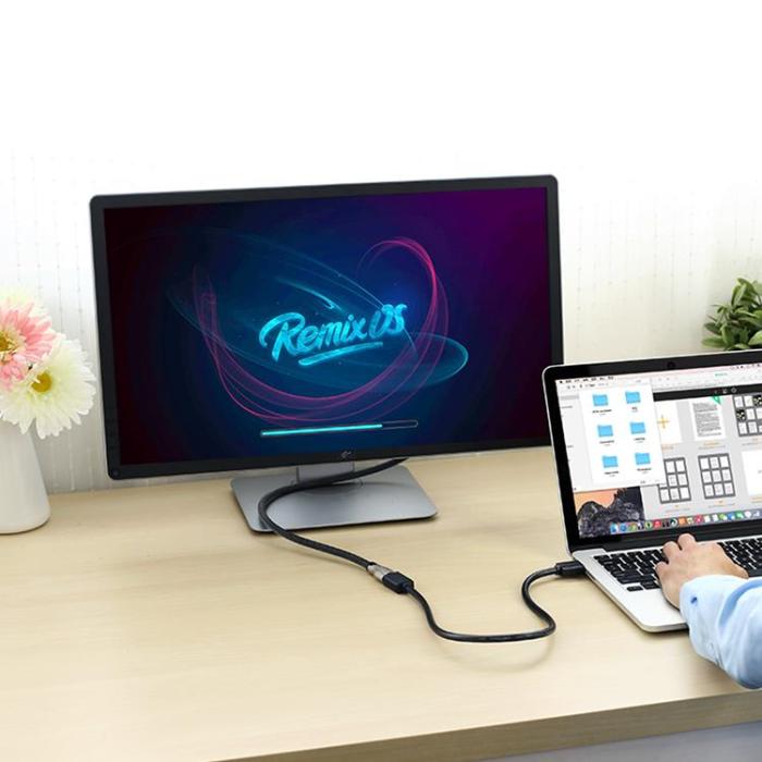 Ugreen - Ugreen HDMI Hane Till HDMI Hona 2.0 Kabel 4K 1m - Svart
