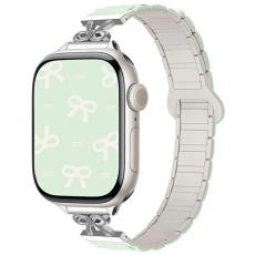 A-One Brand - Apple Watch 38/40/41/42mm Armband Magnetic Bowknot - Mint Grön/Starlight
