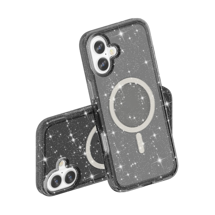 A-One Brand - iPhone 17 Mobilskal MagSafe Puderglitter - Svart