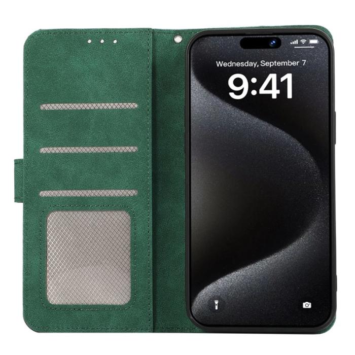 ABEEL - ABEEL iPhone 16 Pro Plånboksfodral RFID-Skydd Konstläder Flip Grön
