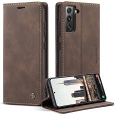 Caseme - CASEME 013 Series Samsung Galaxy S22 5G Pl&aring;nboksfodral Konstl&auml;der Brun